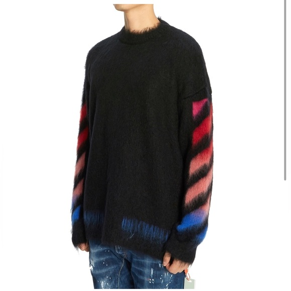 Off-White Brushed Mohair Diag Arrows Logo Knit Sweater - Picture 2 of 8